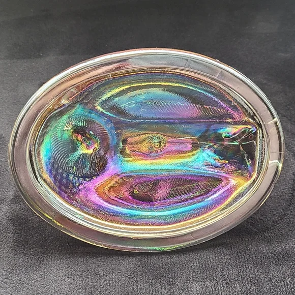 Hen On Nest Carnival Glass Oil Slick - Picture 6 of 8